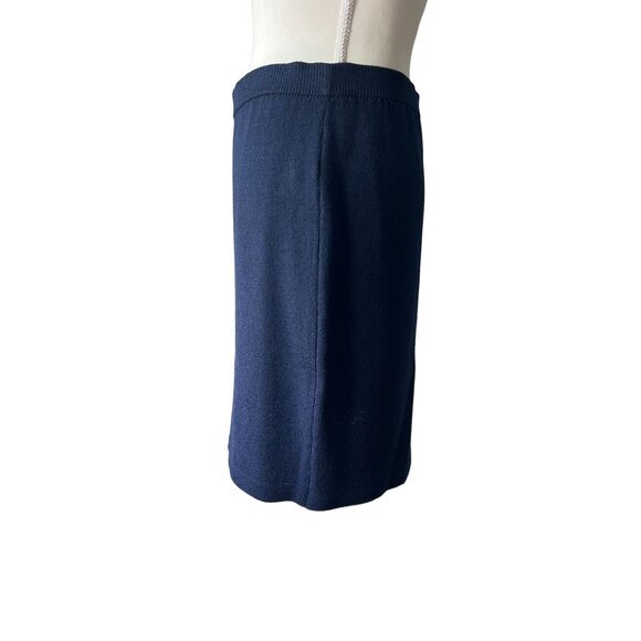 ST JOHN Vintage Marie Gray Navy Blue Knit Skirt Size 4 - Picture 3 of 4